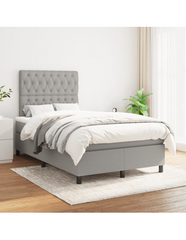 Giroletto a Molle con Materasso Grigio Chiaro 120x190cm Tessuto