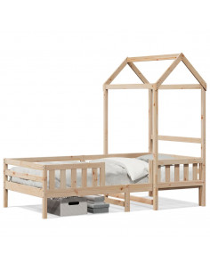 Giroletto con Tetto 90x200 cm in Legno Massello di Pino 2