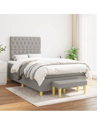 Giroletto a Molle con Materasso Grigio Chiaro 120x190cm Tessuto