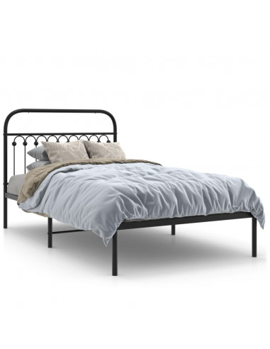 Giroletto con Testiera in Metallo Nero 107x203 cm