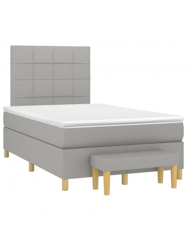 Giroletto a Molle con Materasso Grigio Chiaro 120x190cm Tessuto