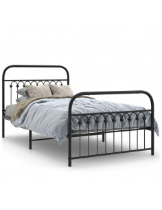 Giroletto con Testiera e Pediera Metallo Nero 100x190 cm 2