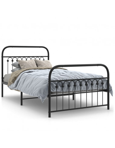 Giroletto con Testiera e Pediera Metallo Nero 100x190 cm