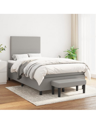 Giroletto a Molle con Materasso Grigio Chiaro 120x190cm Tessuto