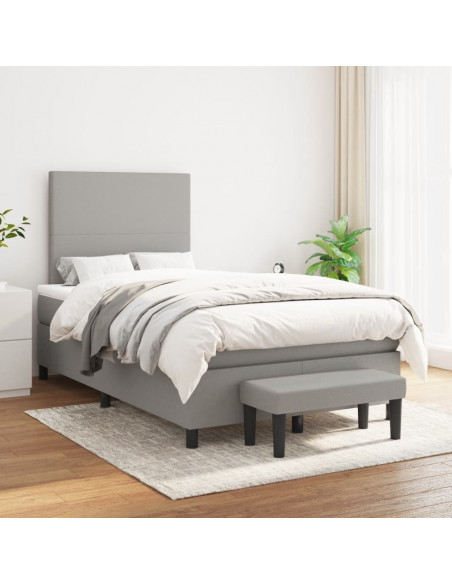 Giroletto a Molle con Materasso Grigio Chiaro 120x190cm Tessuto