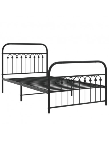 Giroletto con Testiera e Pediera Metallo Nero 100x190 cm