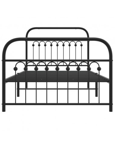 Giroletto con Testiera e Pediera Metallo Nero 100x190 cm