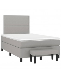 Giroletto a Molle con Materasso Grigio Chiaro 120x190cm Tessuto 2