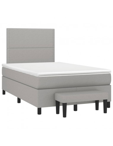 Giroletto a Molle con Materasso Grigio Chiaro 120x190cm Tessuto