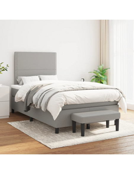 Giroletto a Molle con Materasso Grigio Chiaro 120x190cm Tessuto