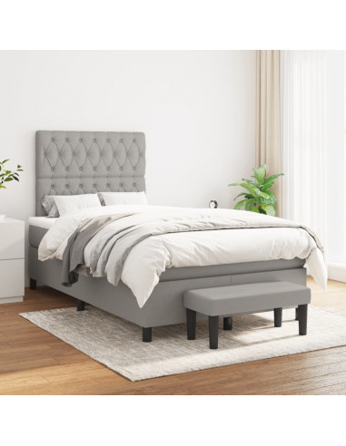 Giroletto a Molle con Materasso Grigio Chiaro 120x190cm Tessuto