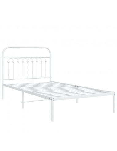 Giroletto con Testiera Metallo Bianco 100x200 cm