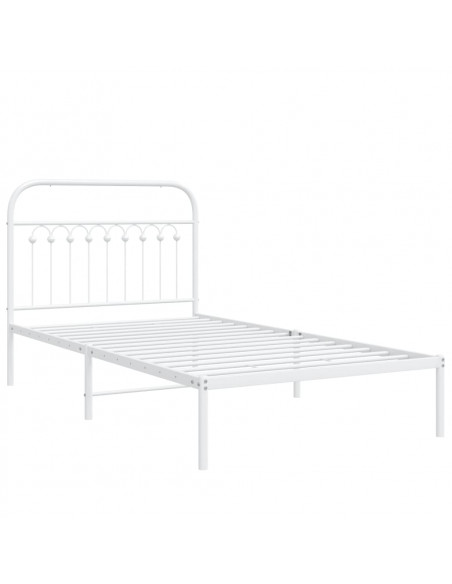 Giroletto con Testiera Metallo Bianco 100x200 cm