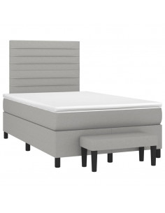 Giroletto a Molle con Materasso Grigio Chiaro 120x190cm Tessuto 2