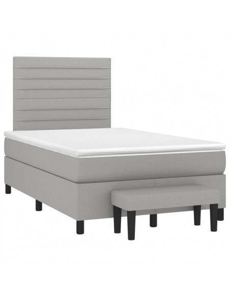 Giroletto a Molle con Materasso Grigio Chiaro 120x190cm Tessuto