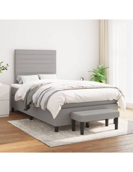 Giroletto a Molle con Materasso Grigio Chiaro 120x190cm Tessuto