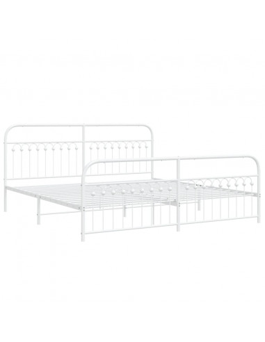 Giroletto con Testiera e Pediera Metallo Bianco 193x203 cm