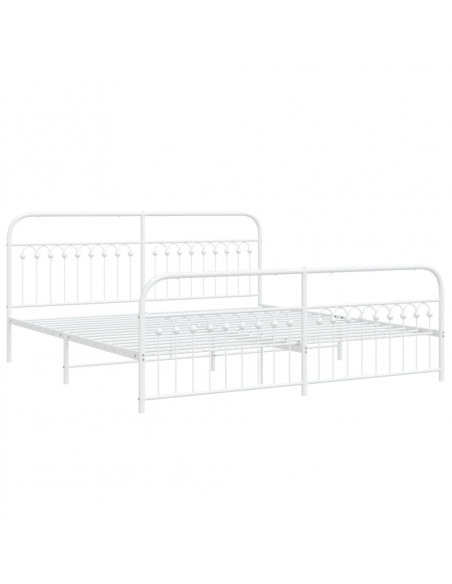 Giroletto con Testiera e Pediera Metallo Bianco 193x203 cm