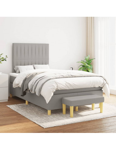 Giroletto a Molle con Materasso Grigio Chiaro 120x190cm Tessuto