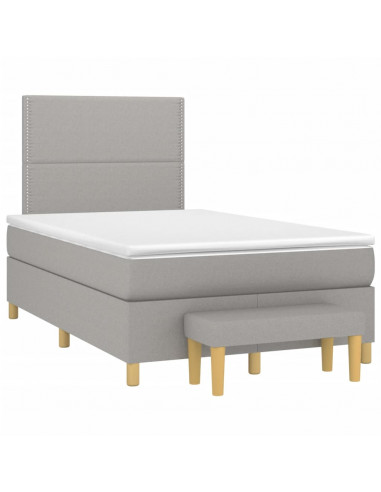 Giroletto a Molle con Materasso Grigio Chiaro 120x190cm Tessuto