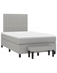 Giroletto a Molle con Materasso Grigio Chiaro 120x190cm Tessuto 2