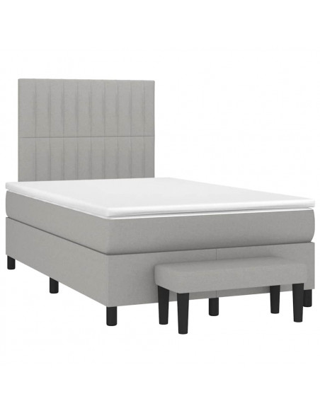 Giroletto a Molle con Materasso Grigio Chiaro 120x190cm Tessuto