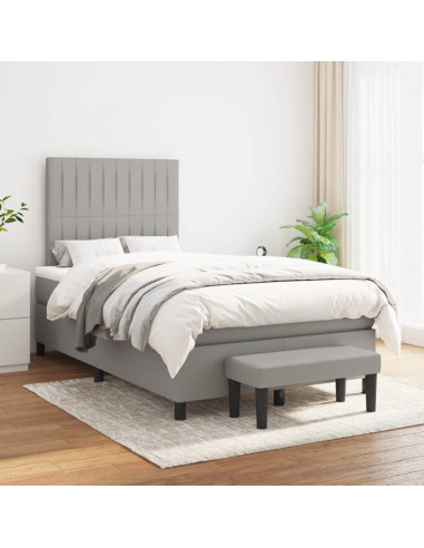 Giroletto a Molle con Materasso Grigio Chiaro 120x190cm Tessuto