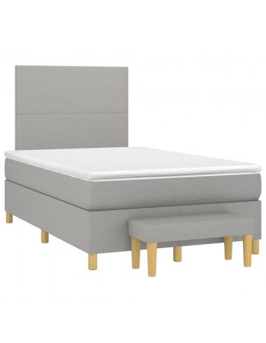 Giroletto a Molle con Materasso Grigio Chiaro 120x190cm Tessuto