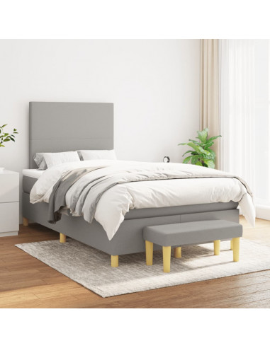 Giroletto a Molle con Materasso Grigio Chiaro 120x190cm Tessuto