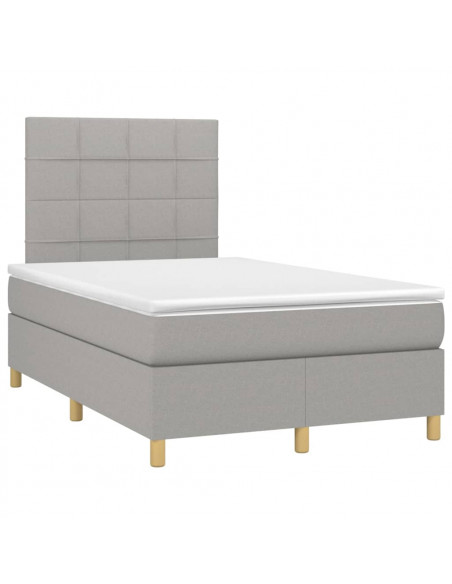 Giroletto a Molle con Materasso Grigio Chiaro 120x190cm Tessuto