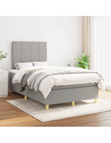 Giroletto a Molle con Materasso Grigio Chiaro 120x190cm Tessuto