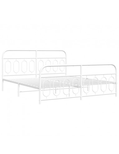 Giroletto con Testiera e Pediera Metallo Bianco 193x203 cm