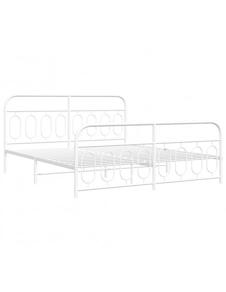 Giroletto con Testiera e Pediera Metallo Bianco 193x203 cm
