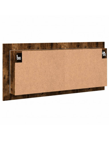 Armadietto a Specchio con LED Rovere Fumo 100x12x45 cm