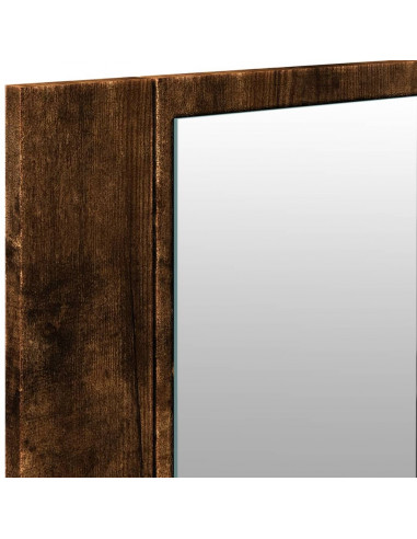 Armadietto a Specchio con LED Rovere Fumo 100x12x45 cm