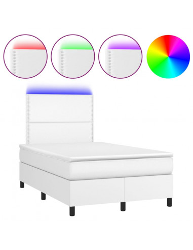 Giroletto Molle con Materasso e LED Bianco 120x200cm Similpelle