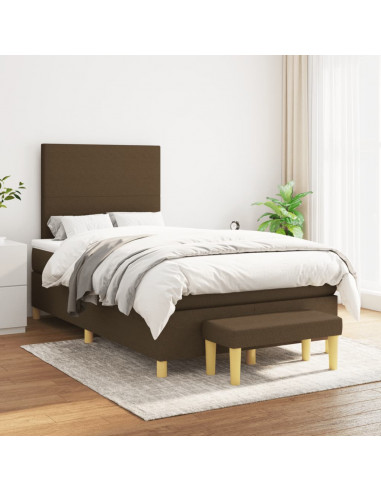 Giroletto a Molle con Materasso Marrone Scuro 120x190cm Tessuto