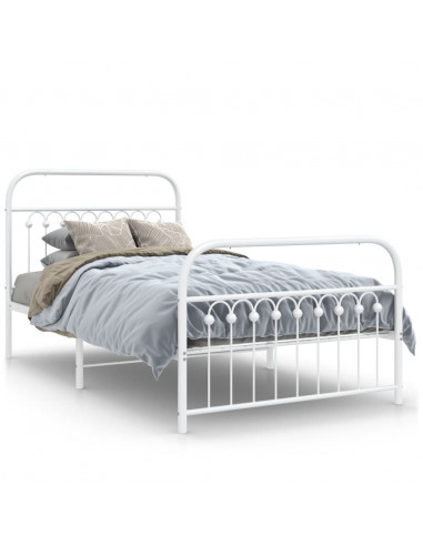 Giroletto con Testiera e Pediera Metallo Bianco 100x190 cm