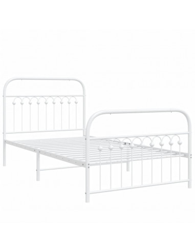 Giroletto con Testiera e Pediera Metallo Bianco 100x190 cm