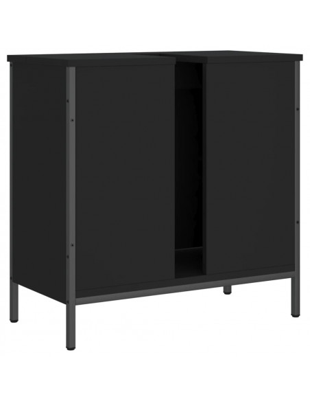 Mobile Lavabo Bagno Nero 60x30x60 cm in Legno Multistrato