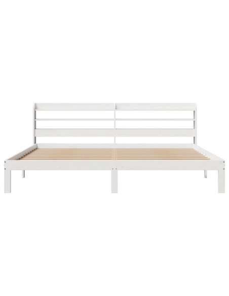 Giroletto con Testiera Bianco 200x200 cm Legno Massello di Pino