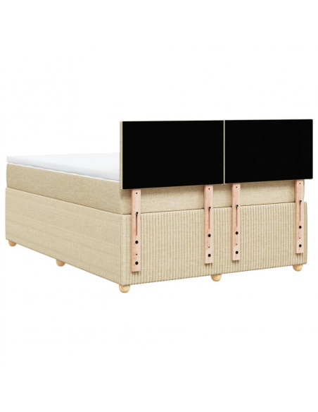 Giroletto a Molle con Materasso Crema 160x200 cm in Tessuto