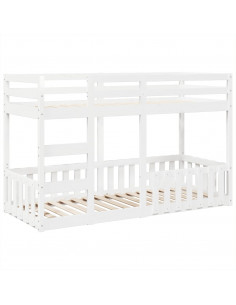 Letto a Castello Bianco 90x190 cm in Legno Massello di Pino 2