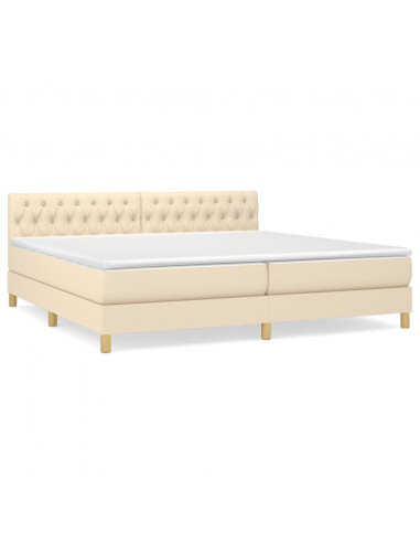 Giroletto a Molle con Materasso Crema 200x200 cm in Tessuto