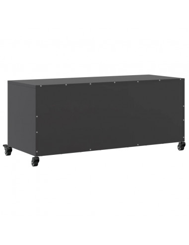 Mobile TV Nero 100,5x39x43,5 cm in Acciaio Laminato a Freddo