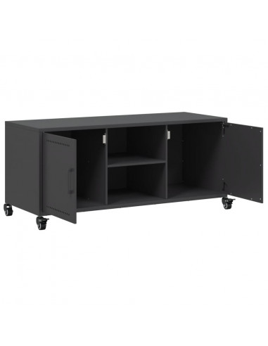 Mobile TV Nero 100,5x39x43,5 cm in Acciaio Laminato a Freddo
