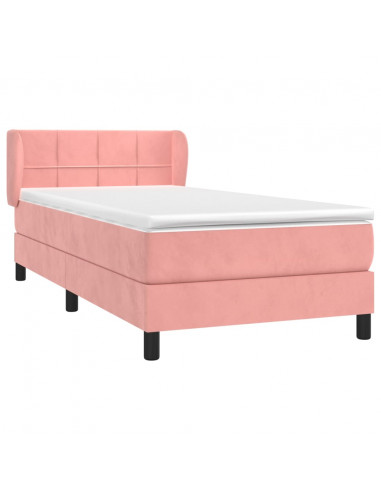 Giroletto a Molle con Materasso Rosa 90x190 cm in Velluto