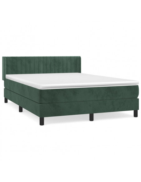 Giroletto a Molle con Materasso Verde Scuro 140x190 cm Velluto