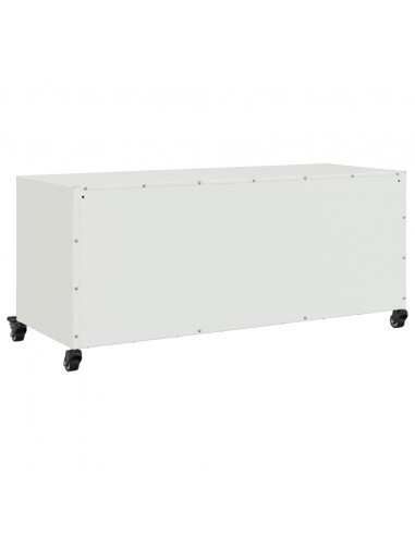 Mobile TV Bianco 100,5x39x43,5 cm in Acciaio Laminato a Freddo