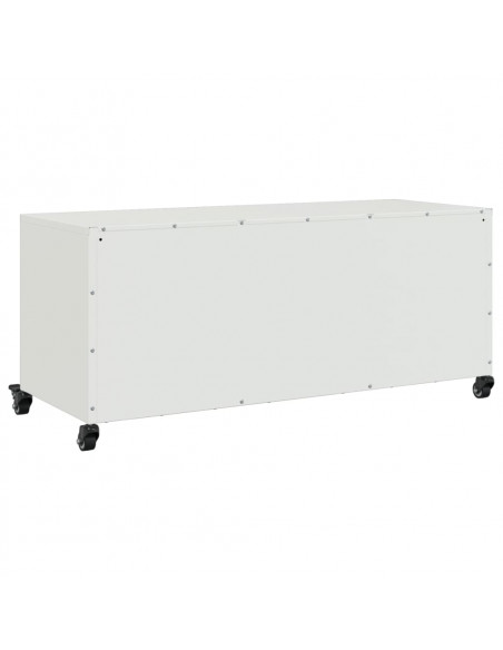 Mobile TV Bianco 100,5x39x43,5 cm in Acciaio Laminato a Freddo